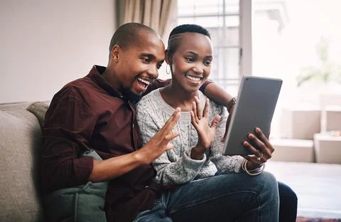 Technology allows you to easily connect with your loved ones. a happy young Stock Photos