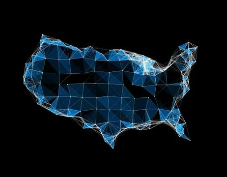 Technology American map line texture, internet data transmission Stock Illustration