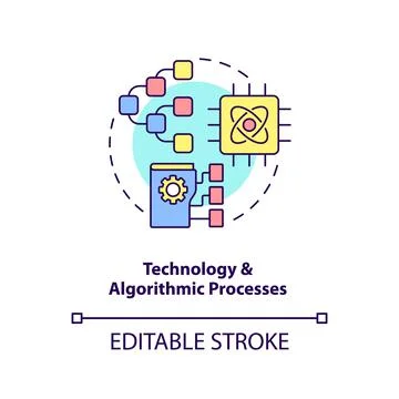 Technology and algorithmic processes concept icon Illustrazione stock