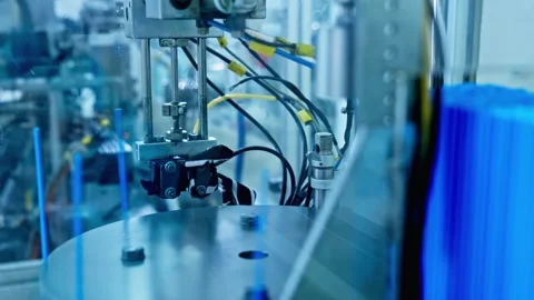 Technology and automation. Factory machine at work. Production equipment Video stock 245174060