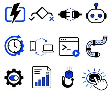 Technology and Automation Icons Stockillustratie
