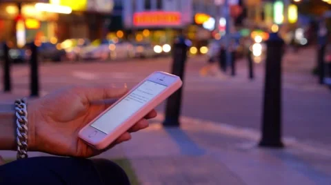 Technology and Business Concept - Hand with Mobile Phone Stockbeeldmateriaal 54626792
