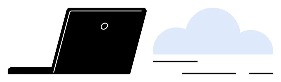 Technology and Cloud Computing Relationship with Simplistic Design Stock Illustration