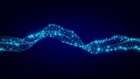 Technology and communication background with connected dots on 3D wave landscape Stock Footage 198836649