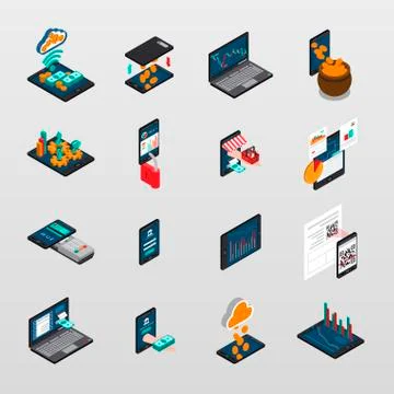 Technology and communication icon set Stock Illustration