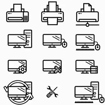 Technology and computers icon set Illustrazione stock