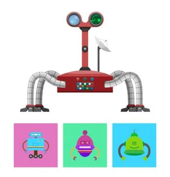 Technology and Creatures Set Vector Illustration Stock Illustration