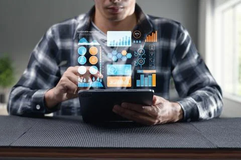 Technology and Data Visualization for Sustainable Agriculture Practices Stock Photos