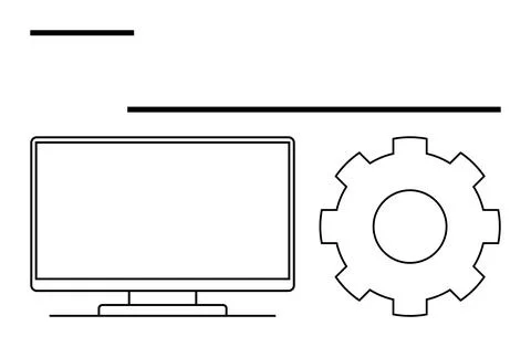 Technology and Development Concept with Computer Monitor and Gear Symbol Stock Illustration