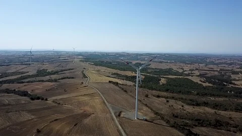 Technology and energy sources, wind turbines Stock Footage 86798185