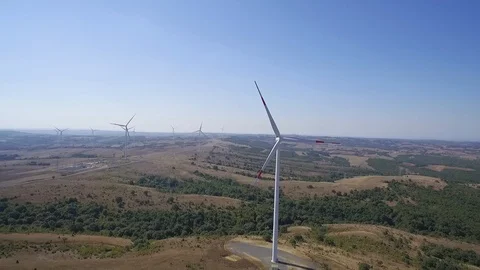 Technology and energy sources, wind turbines Stock Footage 86812097