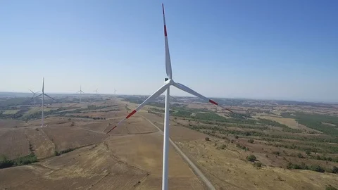Technology and energy sources, wind turbines Stock Footage 86812133