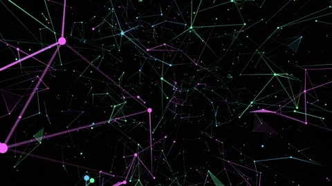 Technology and engineering motion background with plexus elements. Polygonal Stock Footage 120142111
