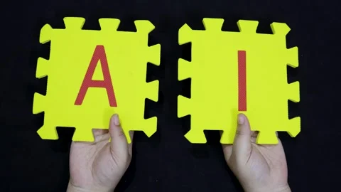 Technology and future concept with word ai on two yellow puzzle pieces Stock Footage 319070884