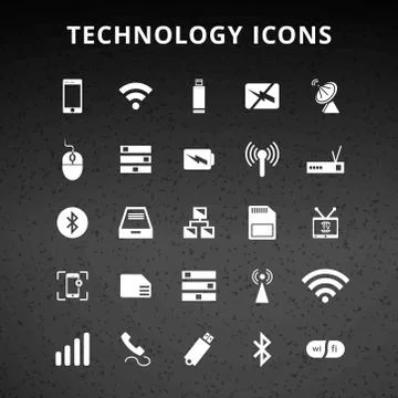 Technology and Hardware Icons Stock Illustration