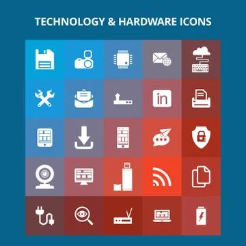 Technology and Hardware Icons Stock Illustration