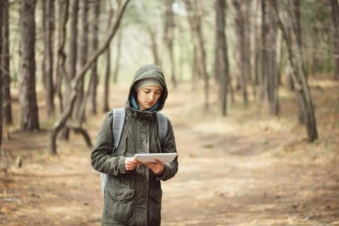 Technology and hiking Stock Photos