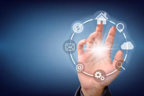 Technology and icon customer global network connection Stock Photos