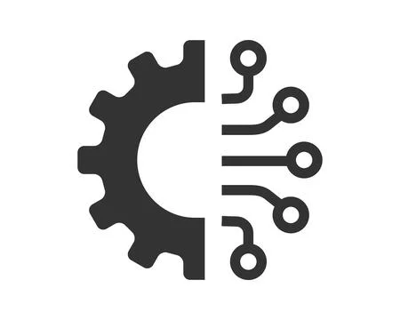 Technology and industry concept. Half gear, half circuit board represents i.. Stock Illustration