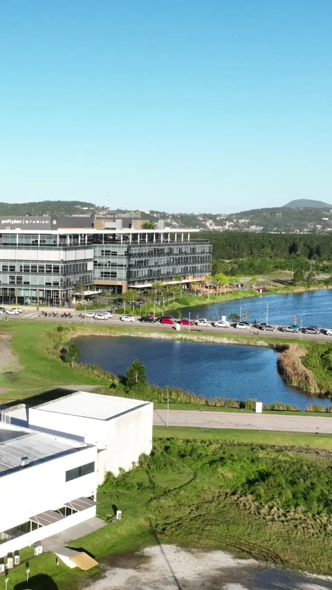 Technology and Innovation Complex in Florianopolis, Brazil, Aerial View Stock Footage 344446947