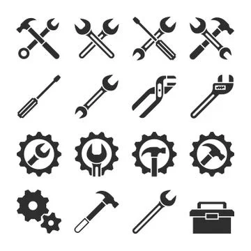 Technology and maintenance service tools vector icons Stock Illustration