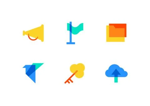 Technology and management - flat design style icons set Stock Illustration