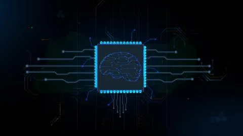 Technology and network concept. Artificial intelligence, machine learning and Stock Illustration