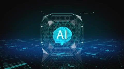 Technology and network concept. Artificial intelligence, machine learning and Stock Illustration