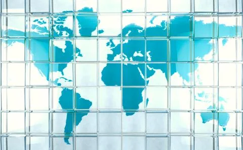 Technology and science background with world map.3d illustration 스톡 일러스트