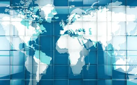 Technology and science background with world map.3d illustration 스톡 일러스트