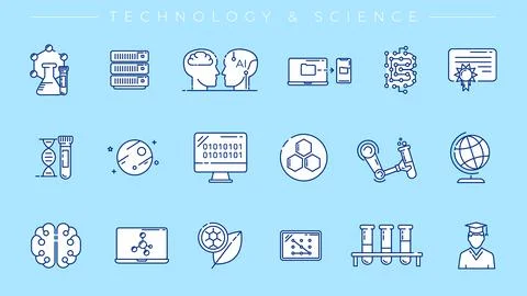 Technology and Science concept line style vector icons set. イラスト素材
