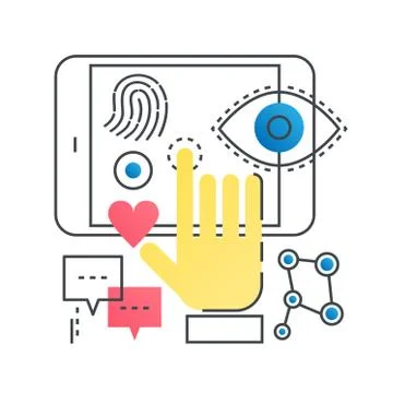 Technology and Science vector concept in trendy line with gradient flat color. イラスト素材
