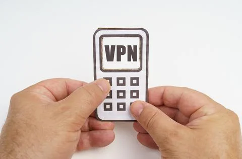 Technology and security concept. On a white background, in the hands of a per Stock Photos