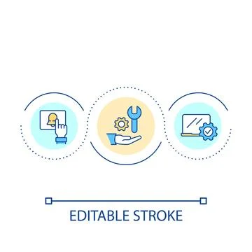 Technology and software setup loop concept icon 스톡 일러스트