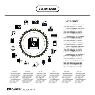 Technology and storage icon set Illustrazione stock