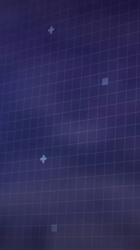 Technology animation with digital interface elements and grid pattern on blue Stock Footage 343082972