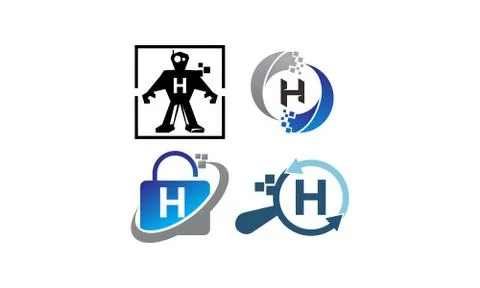 Technology Application H Template Set 스톡 일러스트