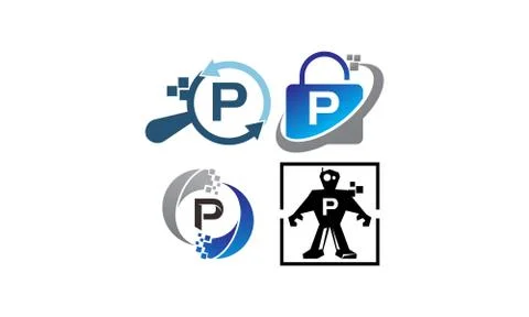 Technology Application P Template Set Illustrazione stock