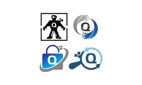 Technology Application Q Template Set 스톡 일러스트