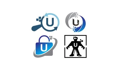 Technology Application U Template Set Stock Illustration