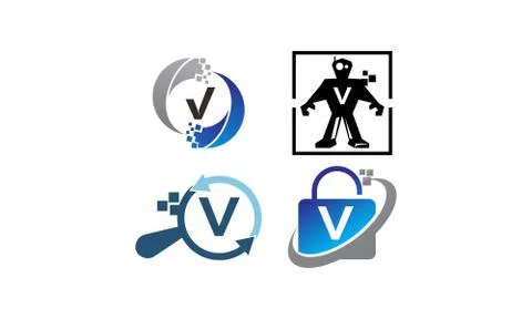 Technology Application V Template Set Stock Illustration