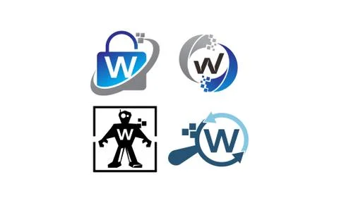 Technology Application W Template Set Stock-Illustration