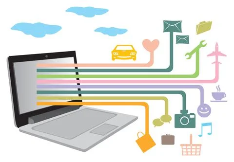 Technology Applications and Functions for Modern Daily Lives Illustrazione stock