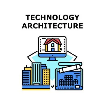 Technology Architecture Vector Color Illustration Stock Illustration
