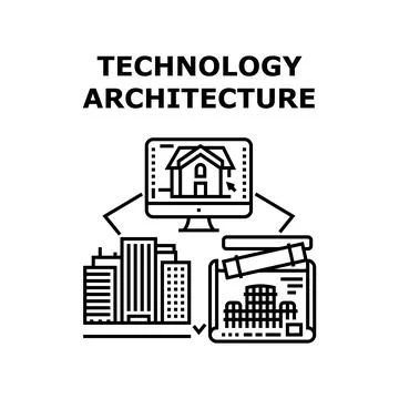 Technology Architecture Vector Color Illustration イラスト素材