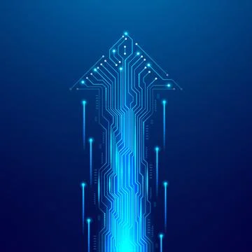 Technology arrow with circuit board lines 스톡 일러스트