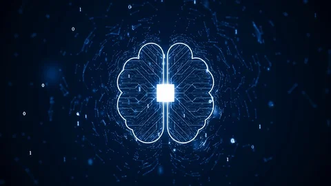 Technology Artificial intelligence (AI) brain animation digital data concept. Stock Footage