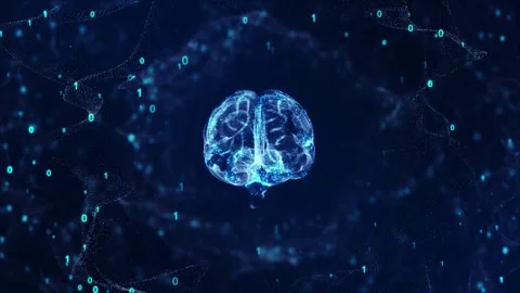Technology Artificial intelligence AI HUD concept. hologram brain circuit board Stock Footage 311972373