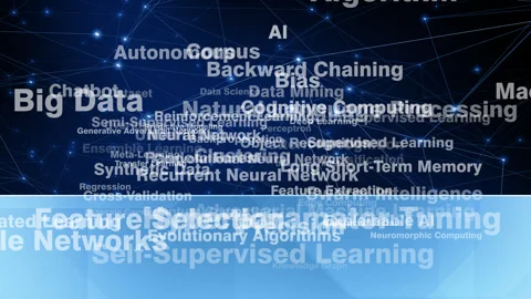 Technology artificial intelligence letterings and connected lines using ai Stock Footage 270166662
