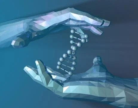 Technology artificial intelligence, palm and DNA Stock Illustration